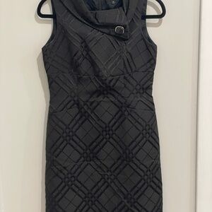 Tahari Arthur S. Levine Black Subtle Plaid Dress